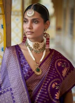 Violet Smooth Silk Foil Printed Saree Festive Wear 9 Violet Smooth Silk Foil Printed Saree Festive Wear -Sari Grace Shop violet smooth silk foil printed saree sasacu8053 b