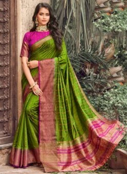 Woven Work Mehendi Green Color Banarasi Silk Saree Party Wear 8 Woven Work Mehendi Green Color Banarasi Silk Saree Party Wear -Sari Grace Shop weaving work mehendi green color banarasi silk saree saspl3515 u