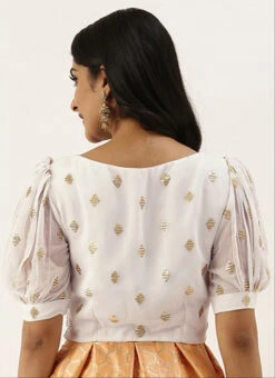 White Georgette Embroidered Blouse Festive Wear -Sari Grace Shop white georgette embroidered blouse BLBS02305274 b