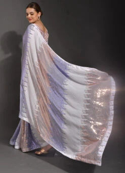 White Georgette Sequins Work Saree Party Wear 9 White Georgette Sequins Work Saree Party Wear -Sari Grace Shop white georgette sequins work saree sasacu8179 b