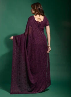 Wine Color Blooming Thread Embroidery Diamond Work Georgette Saree Party Wear 9 Wine Color Blooming Thread Embroidery Diamond Work Georgette Saree Party Wear -Sari Grace Shop wine color blooming thread embroidery diamond work georgette saree sasacw2477 b