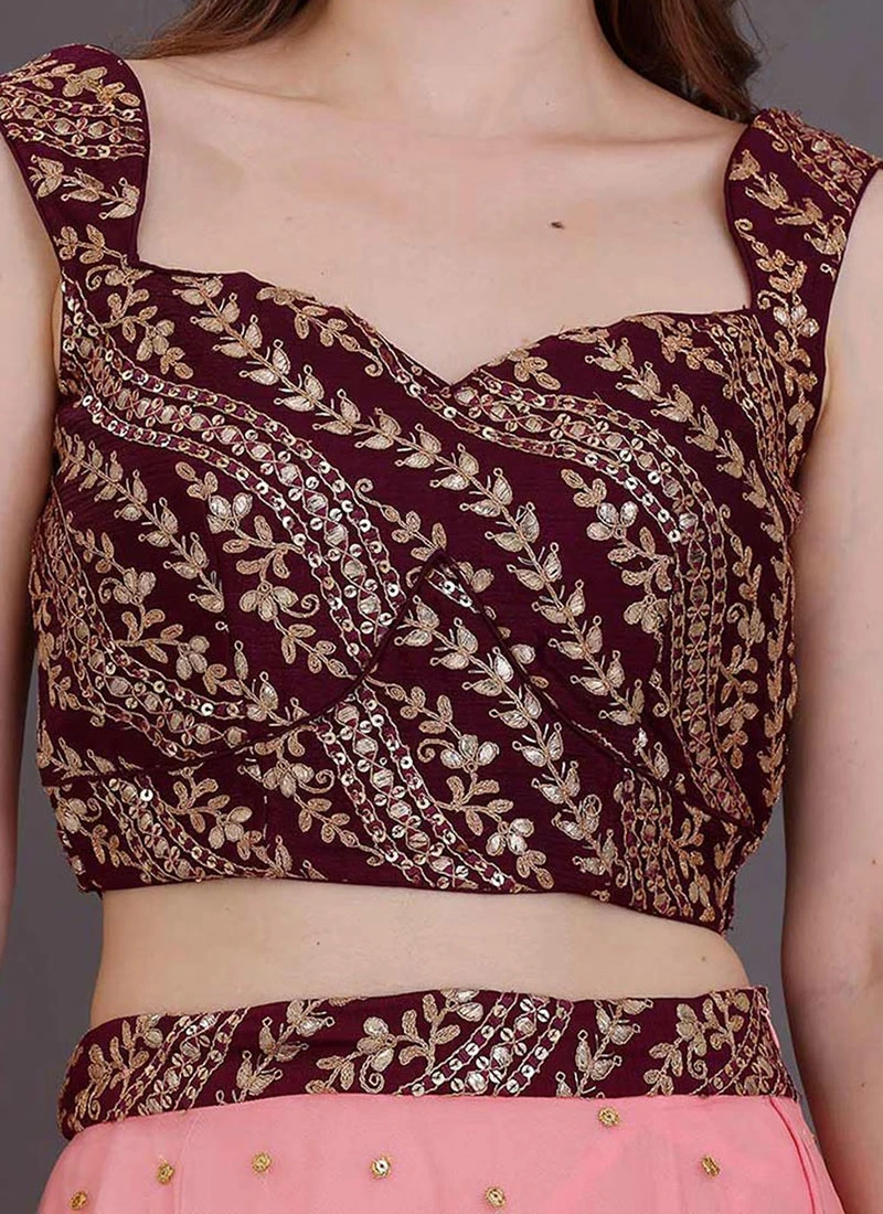 Wine Embroidered Sleeveless Blouse Wedding Wear 3 Wine Embroidered Sleeveless Blouse Wedding Wear