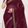 Wine Georgette Embroidery Saree Festive Wear 2 Wine Georgette Embroidery Saree Festive Wear -Sari Grace Shop wine georgette embroidery saree sasnf6715 l