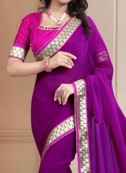 Wine Georgette Saree After Six Wear