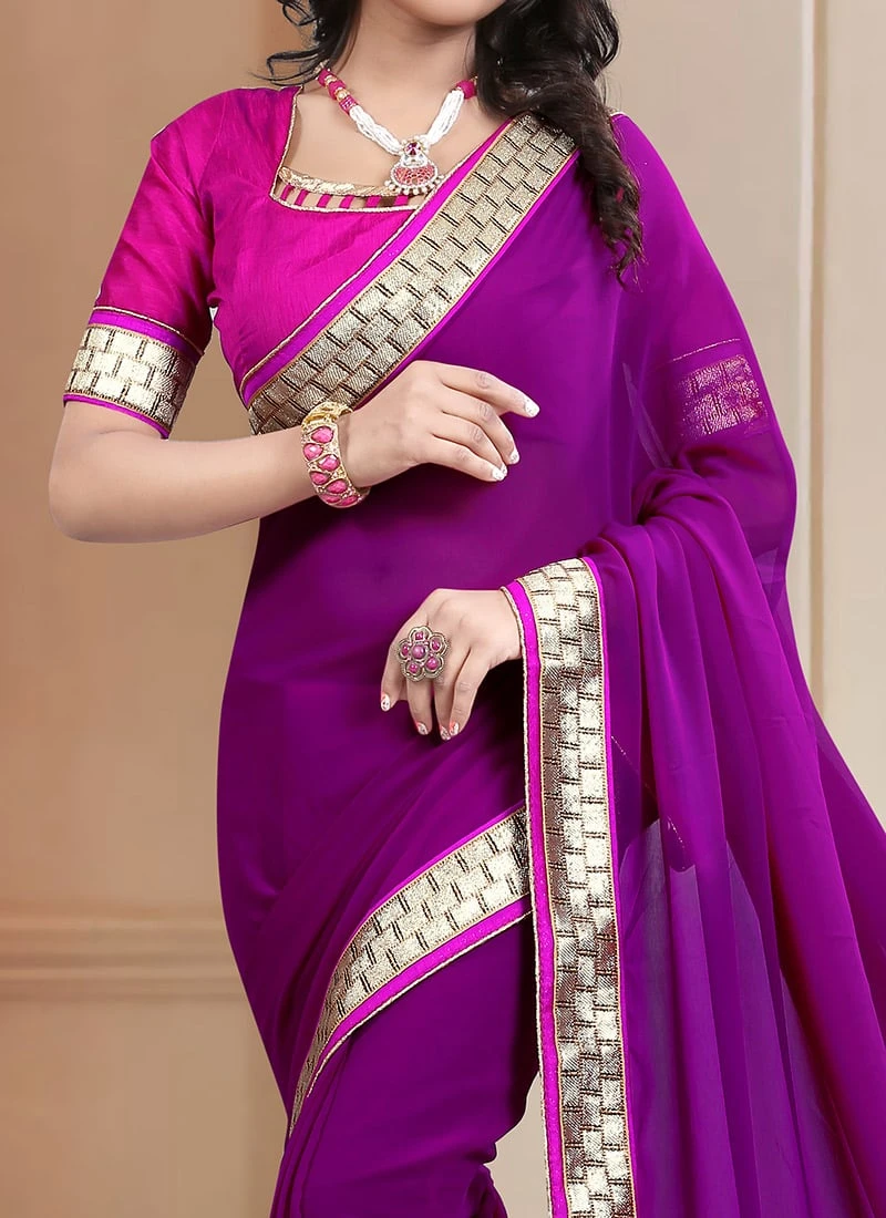 Wine Georgette Saree After Six Wear 3 Wine Georgette Saree After Six Wear