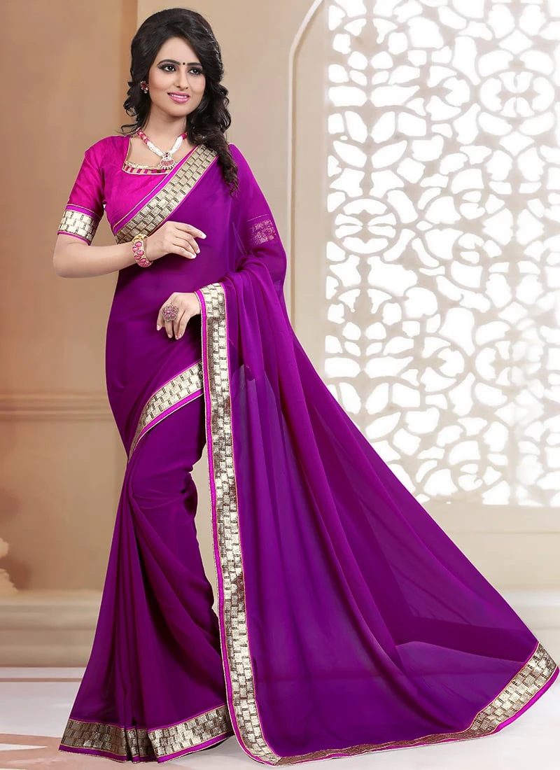 Wine Georgette Saree After Six Wear 5 Wine Georgette Saree After Six Wear - Image 3