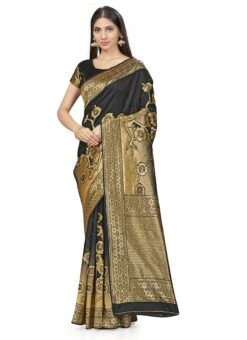 Woven Work Black Color Banarasi Silk Saree Festive Wear -Sari Grace Shop woven work black color banarasi silk saree sasstsktww8553b u