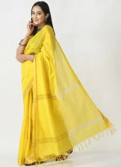 Yellow Blended Cotton Sari After Six Wear -Sari Grace Shop yellow blended cotton sari sadmfs051 u