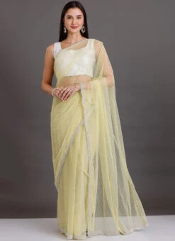 Yellow Color Net Handwork Saree Party Wear 8 Yellow Color Net Handwork Saree Party Wear -Sari Grace Shop yellow color net handwork saree sadkccc9 u