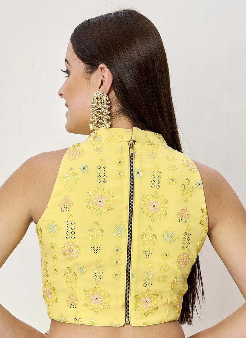 Yellow Embroidered Blouse Festive Wear 6 Yellow Embroidered Blouse Festive Wear - Image 4