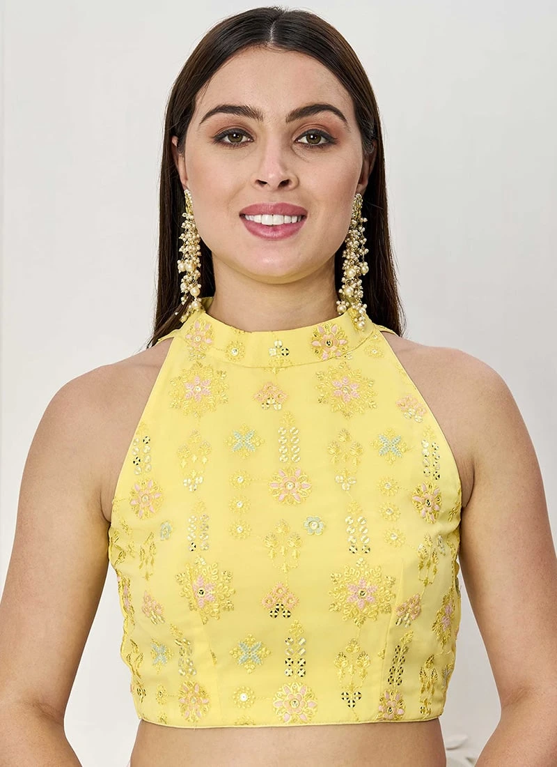 Yellow Embroidered Blouse Festive Wear 5 Yellow Embroidered Blouse Festive Wear - Image 3