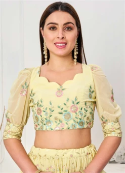 Yellow Georgette Embroidered Blouse Wedding Wear 9 Yellow Georgette Embroidered Blouse Wedding Wear -Sari Grace Shop yellow georgette embroidered blouse BLBS02307619 b
