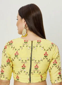 Yellow Organza Embroidered Blouse Festive Wear -Sari Grace Shop yellow organza embroidered blouse BLBS02307614 b