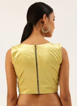 Yellow Velvet Readymade Blouse Party Wear -Sari Grace Shop yellow velvet readymade blouse blspfb195y b