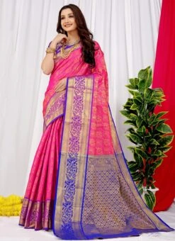 Zari Weaving Work Pink Color Litchi Silk Saree Party Wear 8 Zari Weaving Work Pink Color Litchi Silk Saree Party Wear -Sari Grace Shop zari weaving work pink color litchi silk saree sasom110653 u