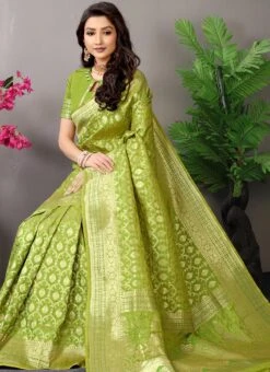 Zari Work Light Green Color Soft Silk Saree Festive Wear 9 Zari Work Light Green Color Soft Silk Saree Festive Wear -Sari Grace Shop zari work light green color soft silk saree sasom8452 b
