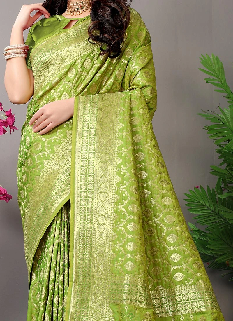 Zari Work Light Green Color Soft Silk Saree Festive Wear 3 Zari Work Light Green Color Soft Silk Saree Festive Wear