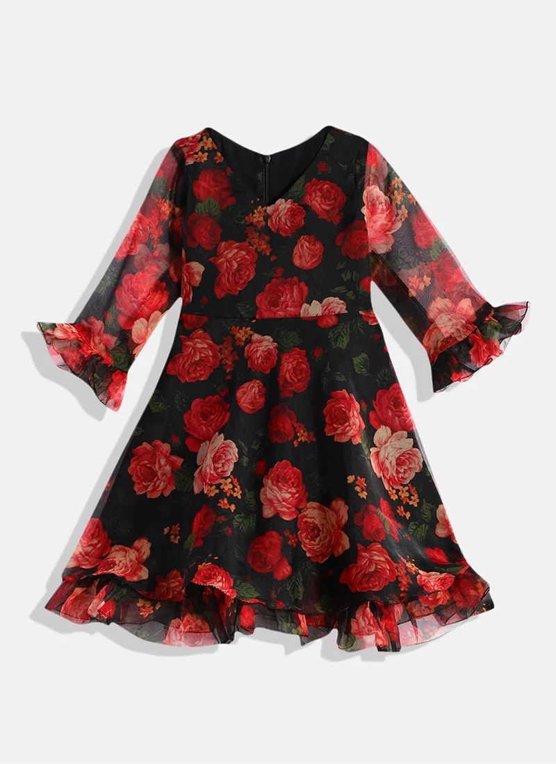 Sari Grace Shop -Sari Grace Shop Kids Girls Black Organza Ruffle Dress KDGDRBS02203563 u